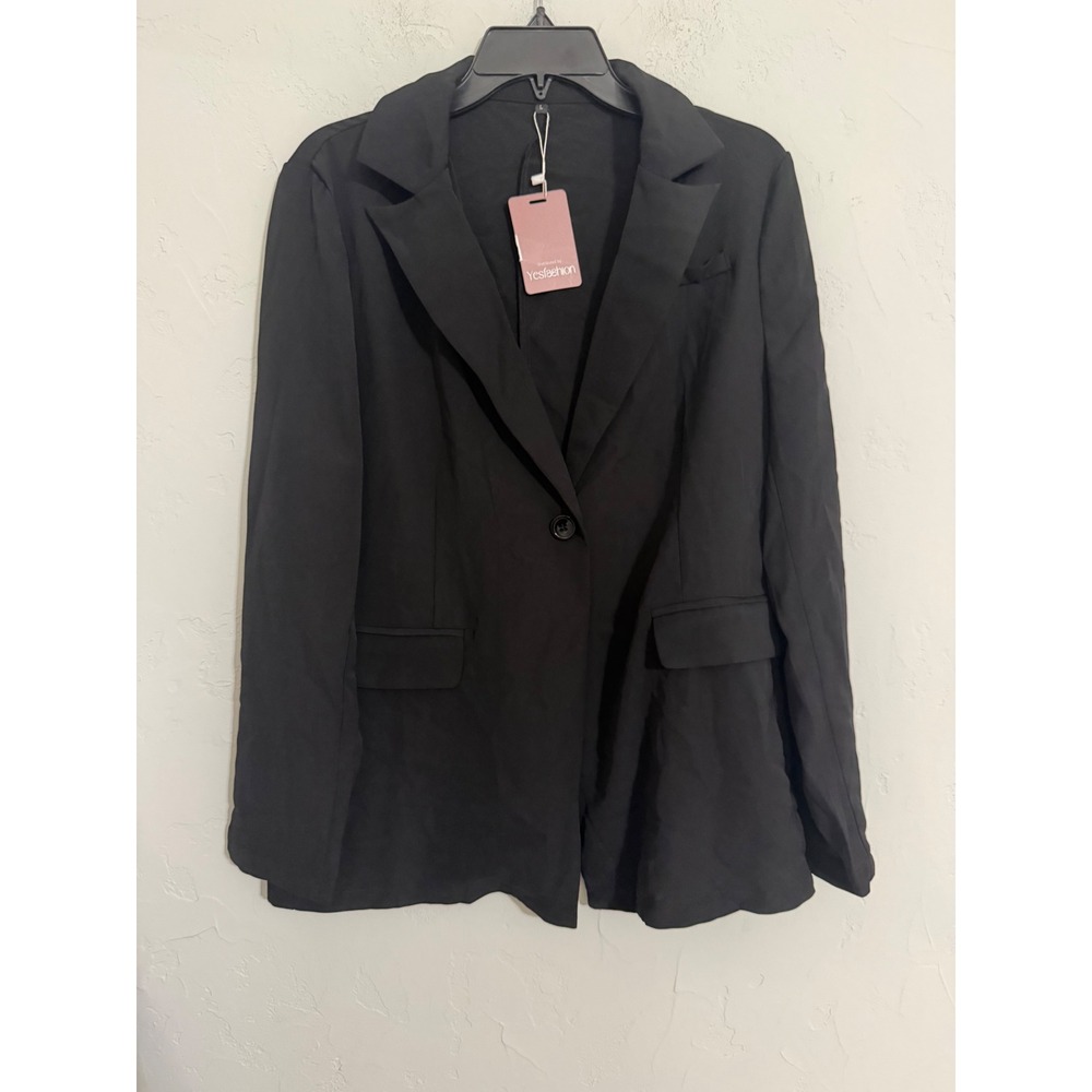 Yesfashion Womens Black Single Button Blazer Jacket Size Large NWT Professional‎